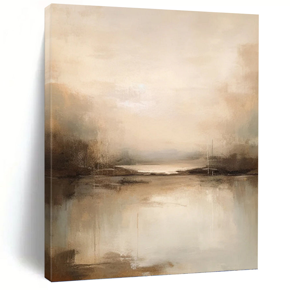 Serene River Reflections - Abstract Landscape Painting On Canvas DKH1253