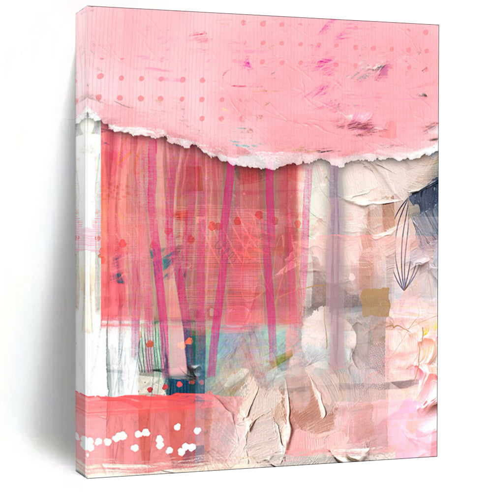 Pink, Layered Textures - "Blush Tapestry" - Mixed - media Abstract Art CT1844