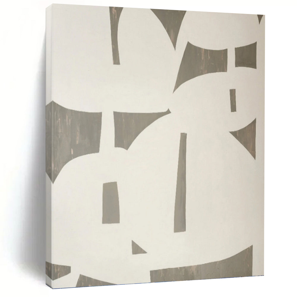 “Gray and White Geometric Abstraction” - Minimalist Abstract Painting On Canvas DKH1075