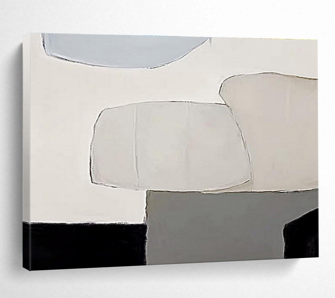 Soft Geometric Forms - Minimalist Abstract Painting On Canvas DKH597