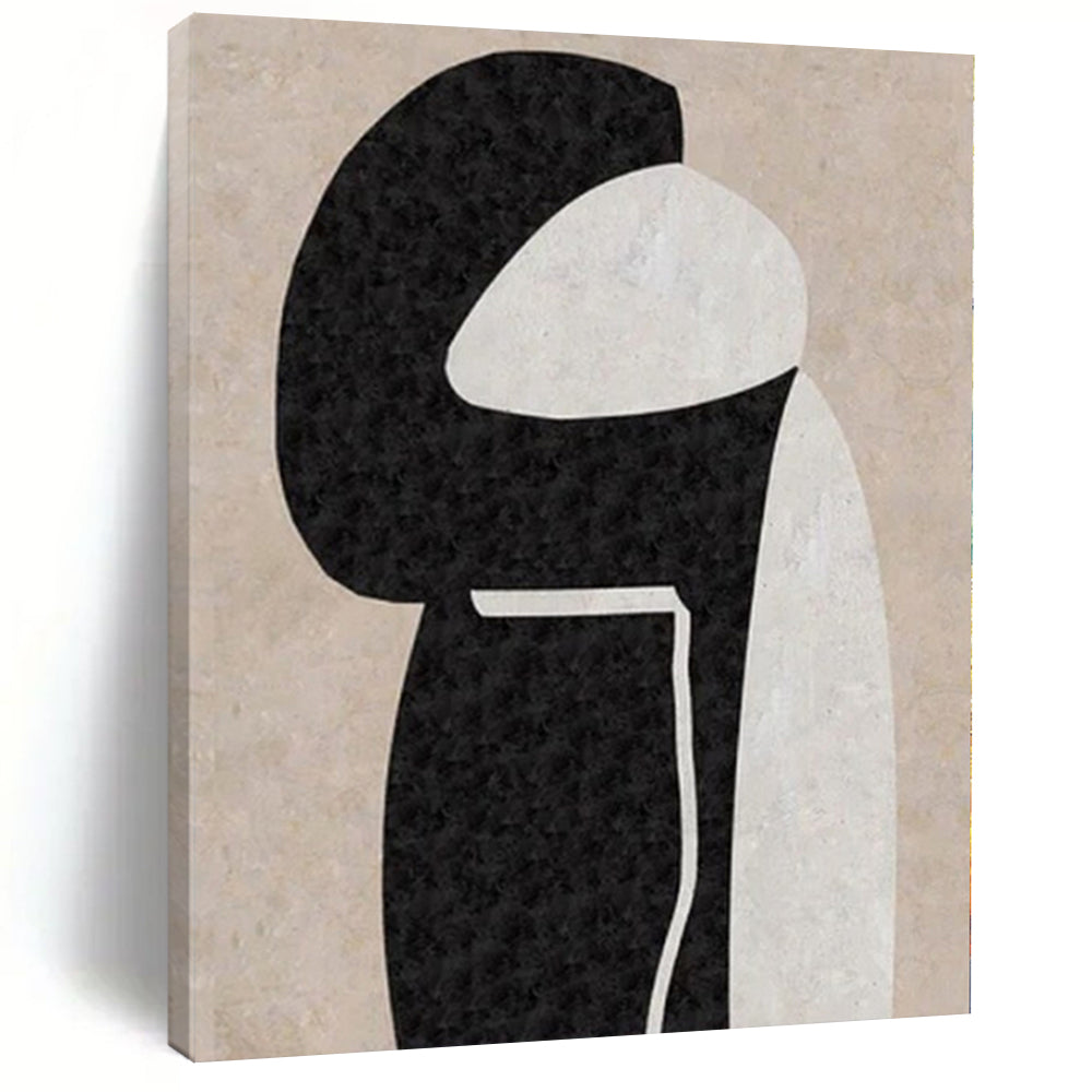 “Black - White - Beige Abstract Figure” – Geometric Abstract Painting CT1134