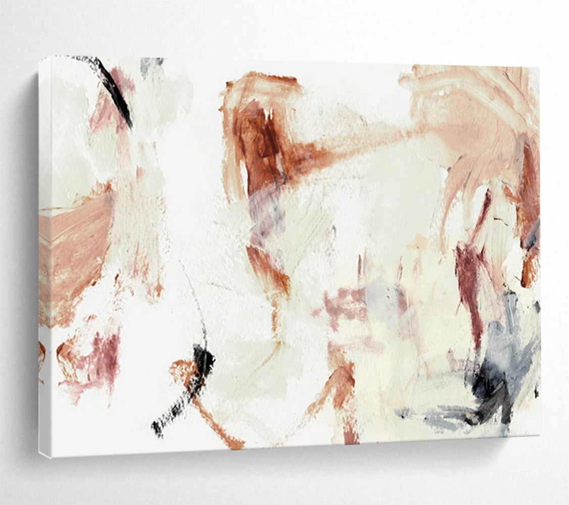 “Blush and Brown Abstract” Soft Abstract Painting On Canvas DLZ145