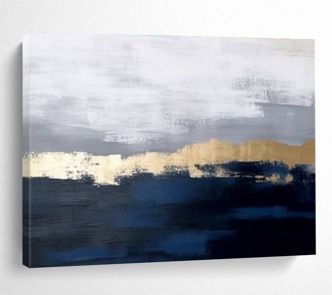 “Neutral Tones Abstract Horizon” - Minimalist Landscape Painting On Canvas DKH784