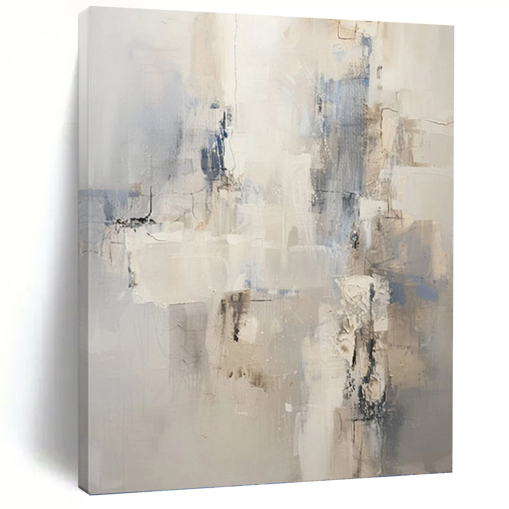 Neutral & Blue Abstract Forms - Abstract Composition Painting On Canvas DKH1249