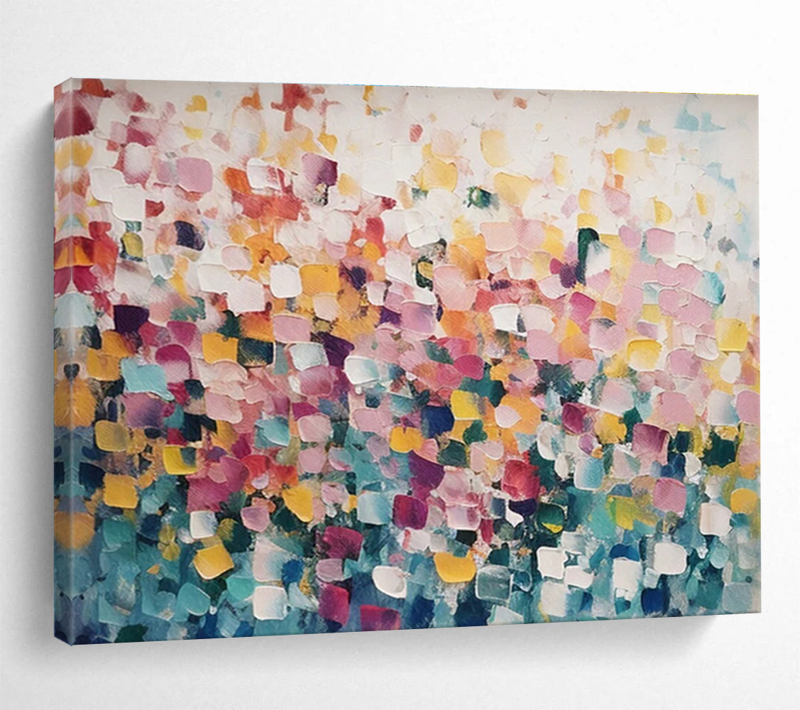 Pastel Square Mosaic - Colorful, Soft - Toned Abstract Painting On Canvas DKH882