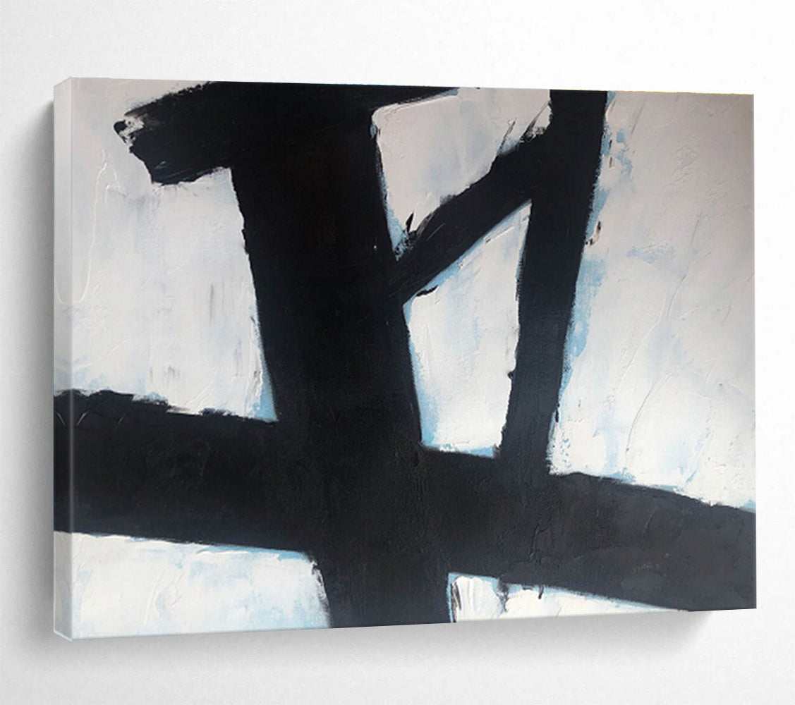 Black and White Geometric Cross Painting On Canvas DKH181