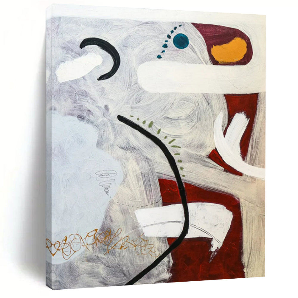 Mixed Media Abstract - Reds, Whites, and Intricate Details Painting On Canvas CT2380