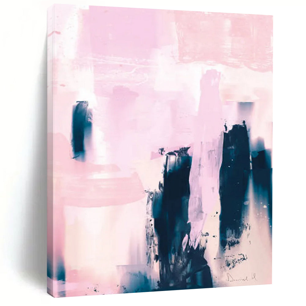 “Pink and Indigo Urban Abstract” - Abstract Expressionist Painting On Canvas DTP179