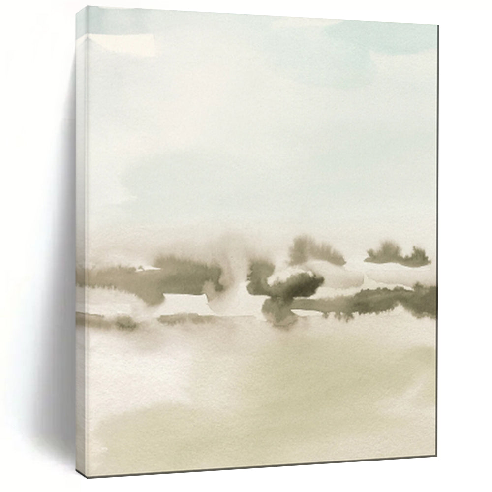 “Soft Hues of Green and Gray - Misty Landscape” - Watercolor Abstract Art CT1963