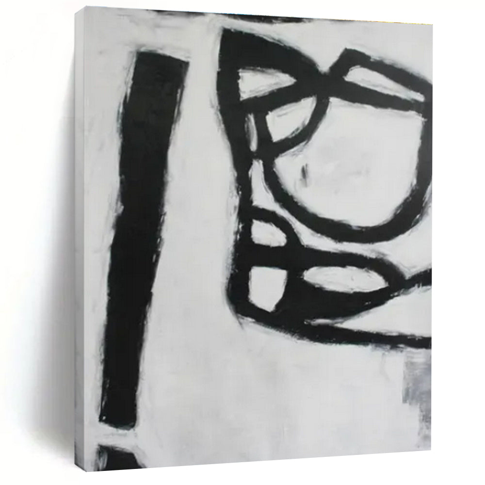 Black - White Minimalist Forms - Minimalist Abstract Acrylic Painting CT1415