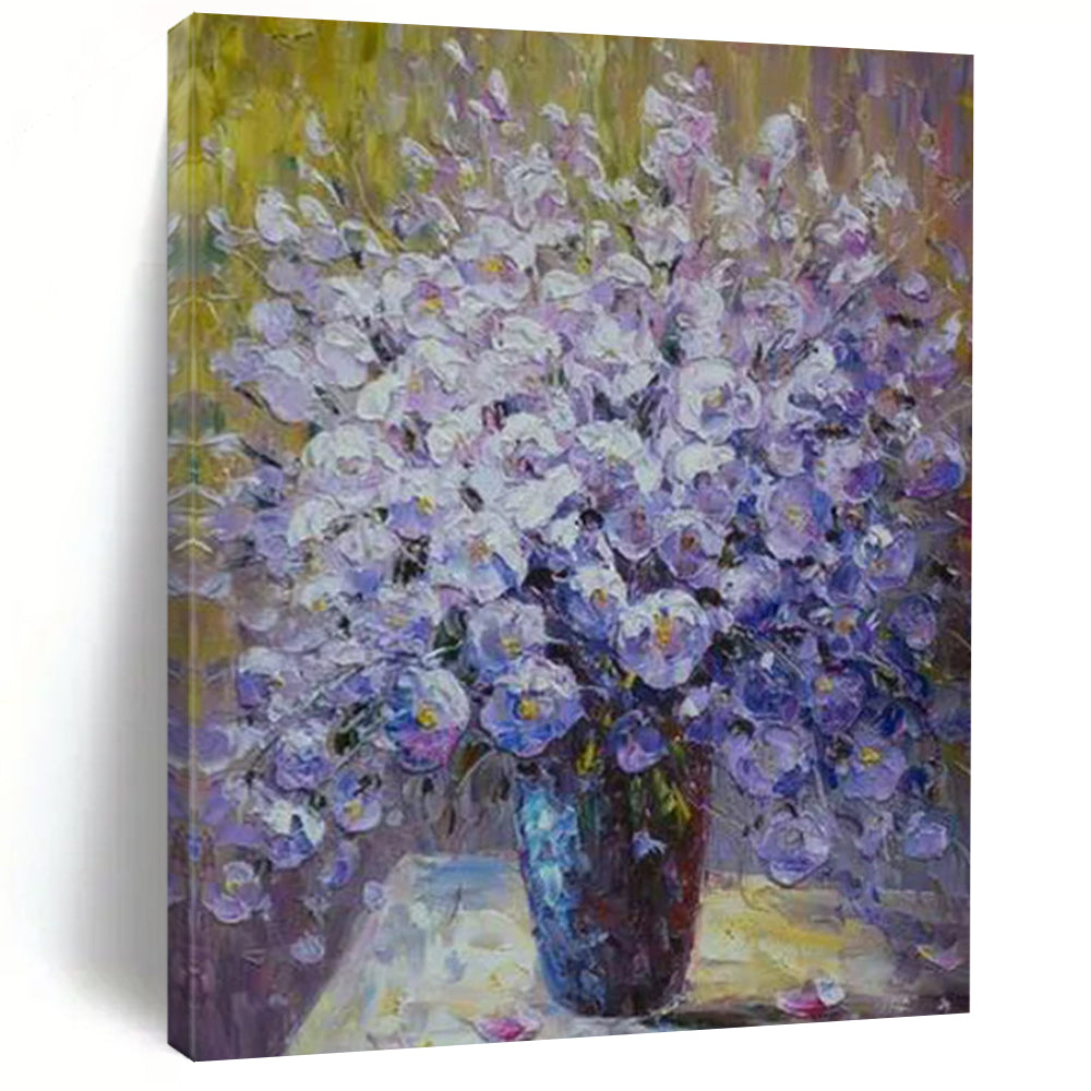 “Impressionistic Purple Flower Bouquet” - Still Life Painting On Canvas CT2350