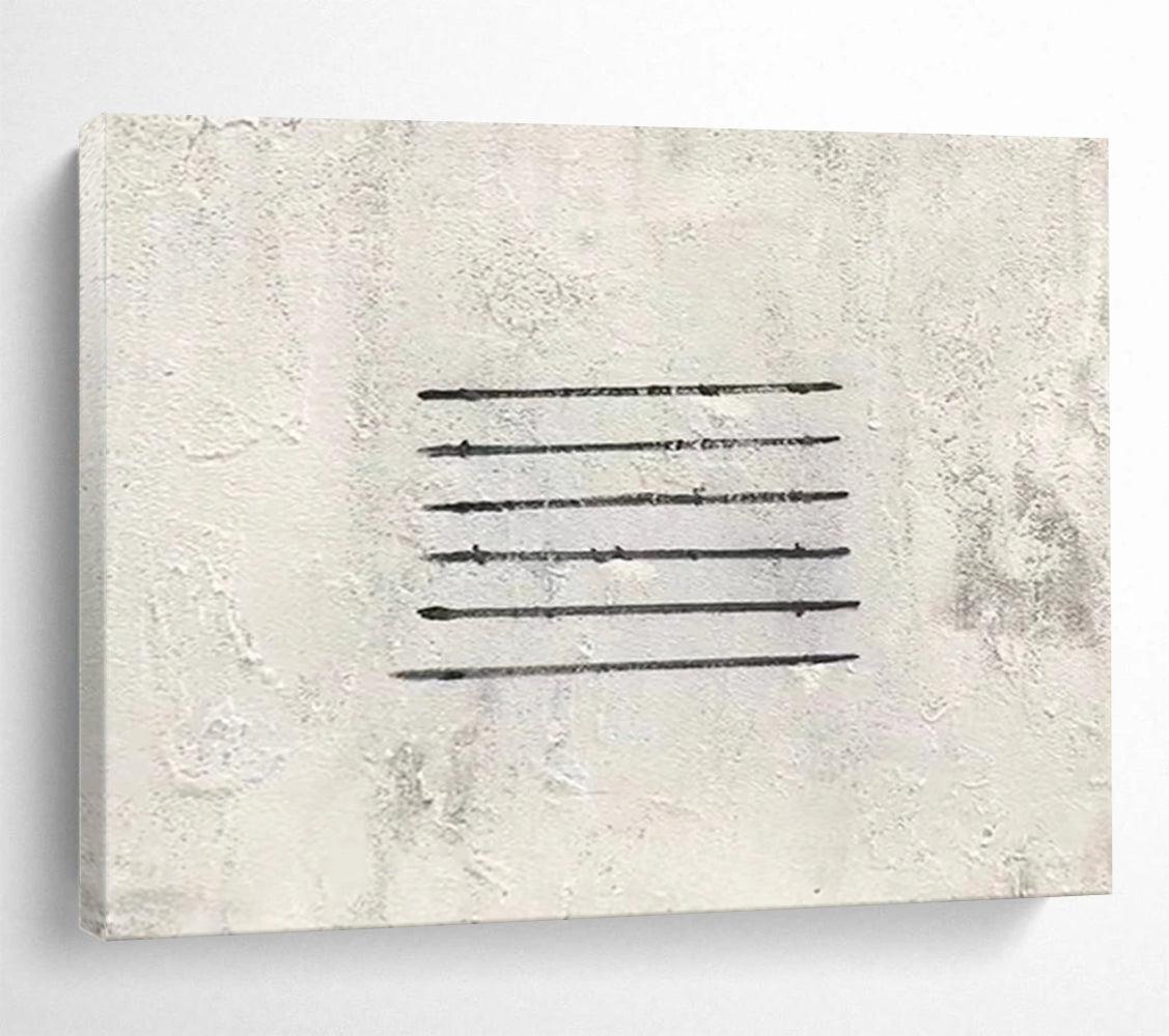 “Linear Simplicity in Gray” - Gray & Black Minimalist Abstract Painting On Canvas DLZ262