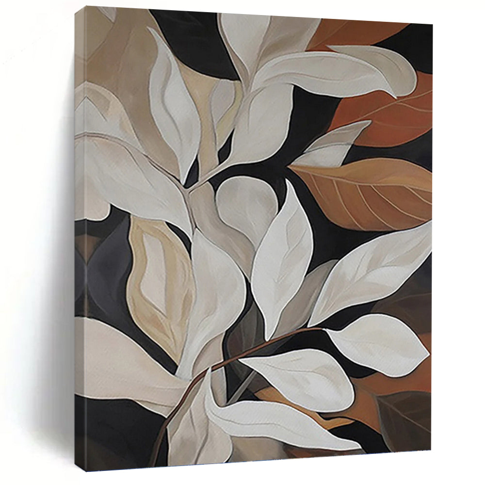 “Neutral - Toned Leafy Abstract” - Nature - Inspired Painting On Canvas DKH1125