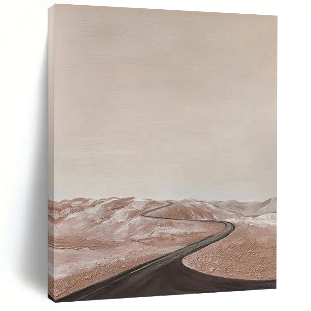 “Minimalist Desert Road Landscape” - Serene Landscape Painting On Canvas DKH1123
