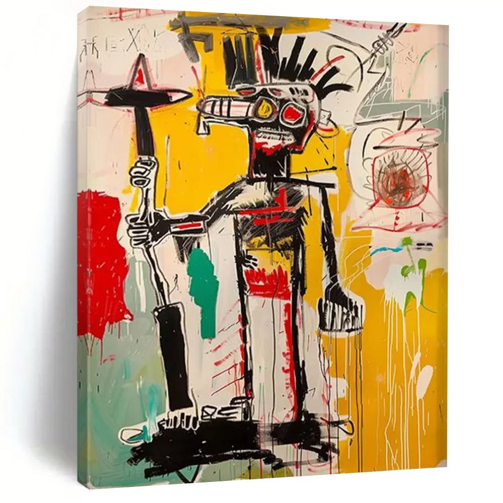 “Expressive Tribal Figure” - Basquiat - Inspired Street Art Painting On Canvas DTP103
