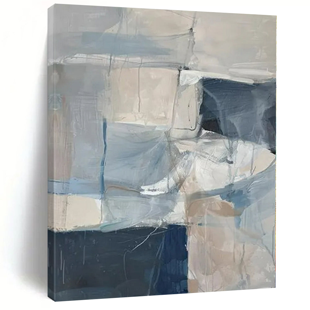 Soft Blue and Gray Blocks - Abstract Gouache Painting CT1218