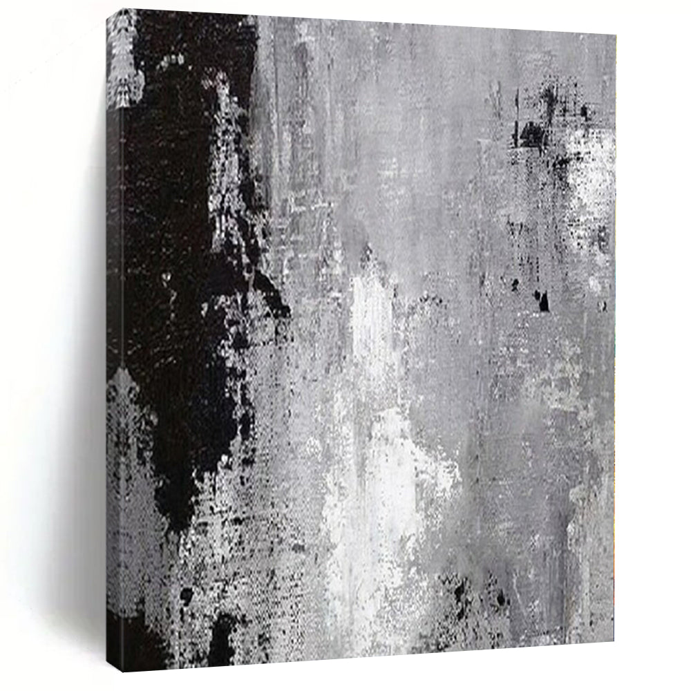 “Black - White Textured Abstraction” – Abstract Expressionist Painting CT1150