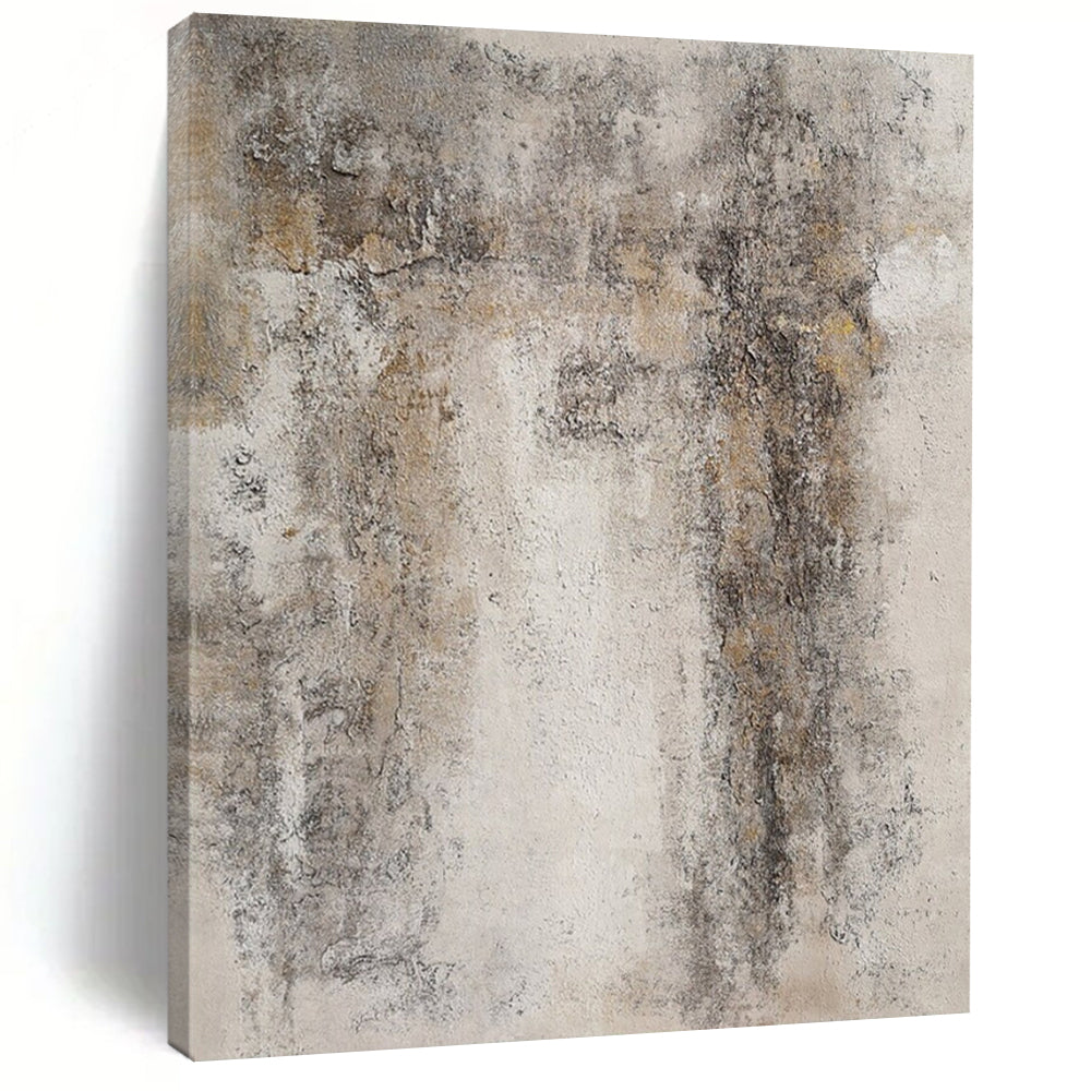 “Gray, Brown Textured Abstract ‘Worn Memories’” - Impasto Wall - Inspired Painting On Canvas DTP346
