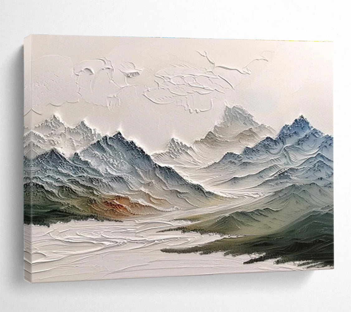 “Textured Mountain Range” Impasto Landscape Painting On Canvas DKH462