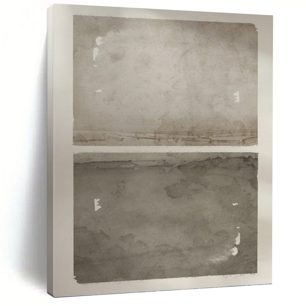 Dual Gray Watercolor Textures - Minimalist Watercolor Painting On Canvas DKH1359