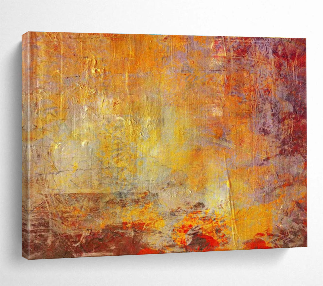 Warm Textured Abstract in Orange and Purple Painting On Canvas DKH192