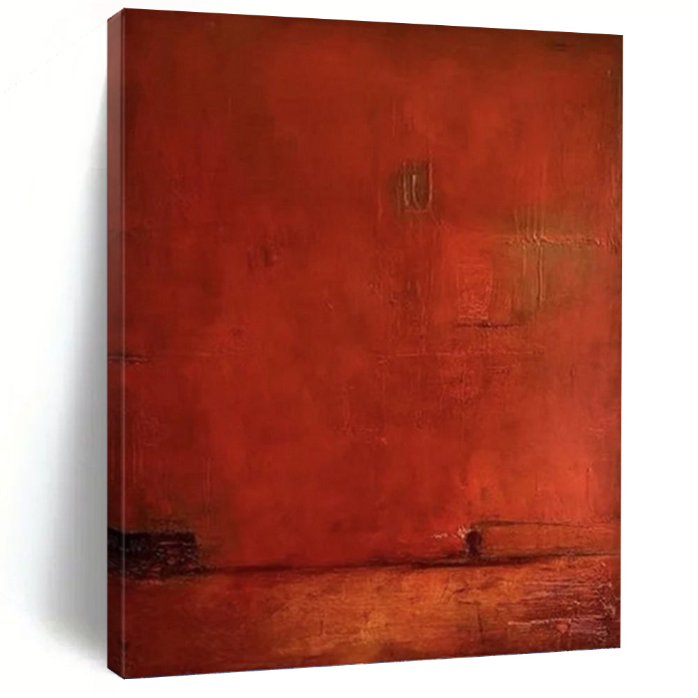 “Deep Red Monochromatic Textured Canvas” - Expressive Abstract Painting On Canvas DKH1117