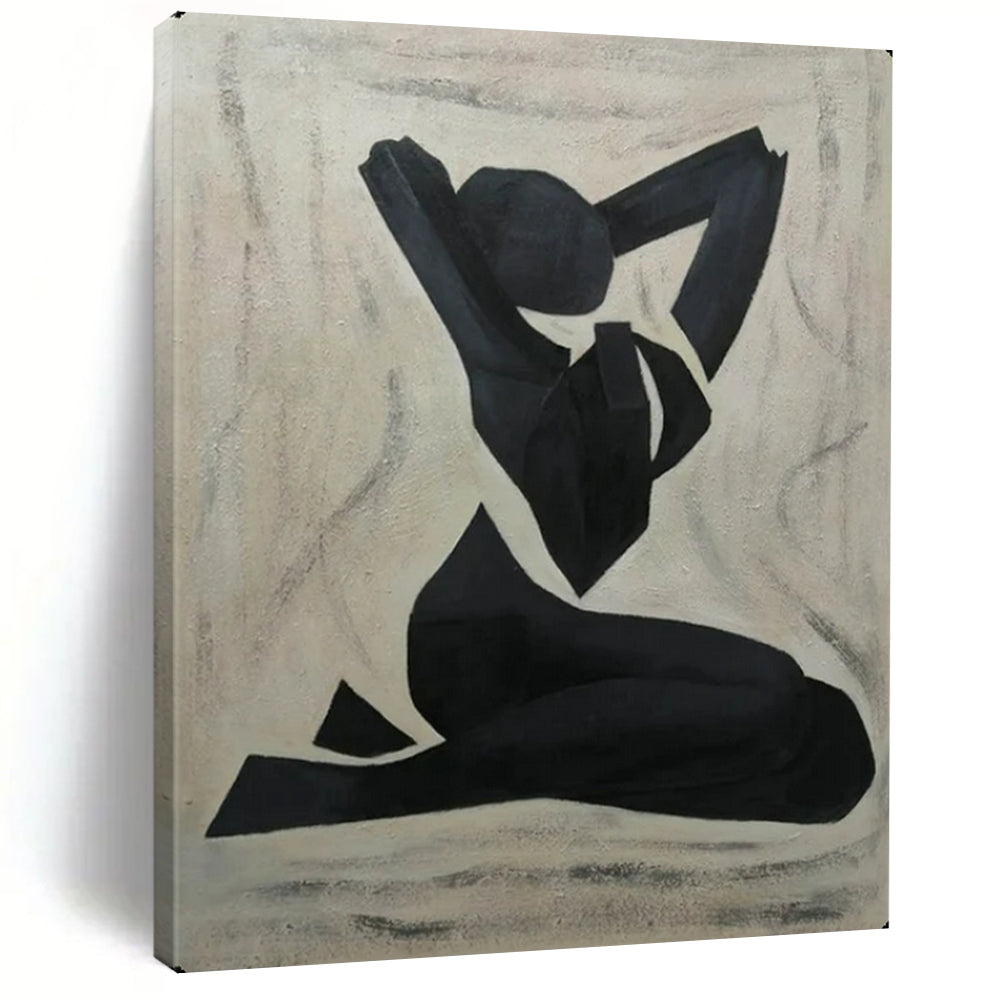“Black Abstract Figure” – Cubist - Inspired Oil Painting On Canvas CT2164