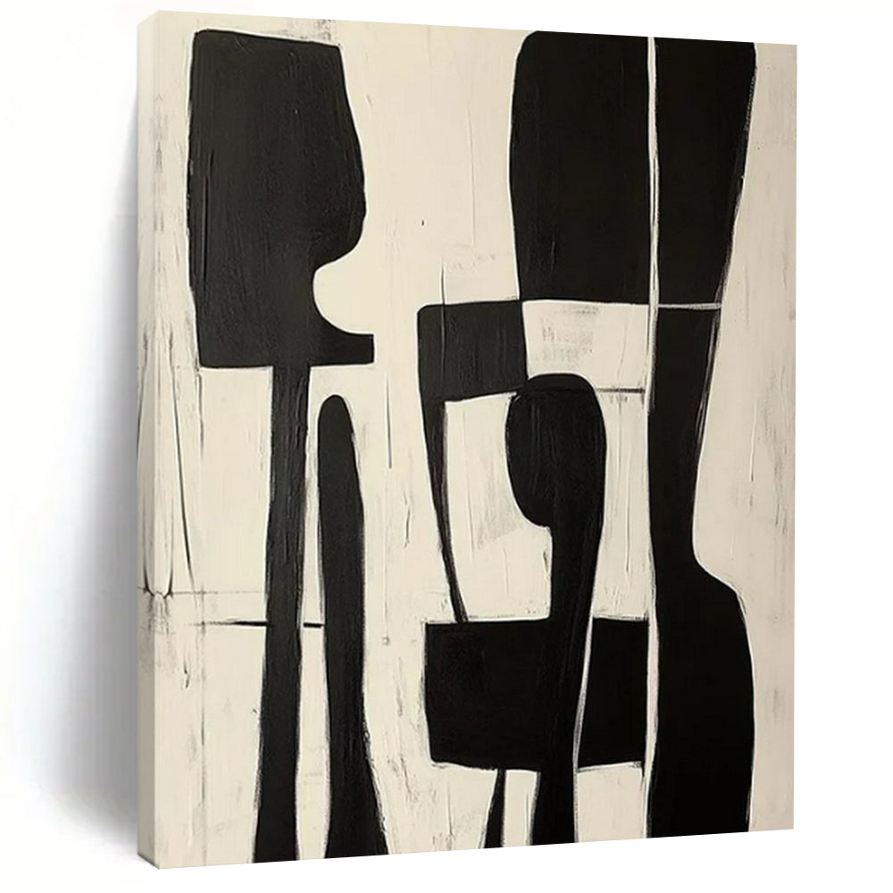 “Black & White Organic Abstract” - Abstract Painting CT2368