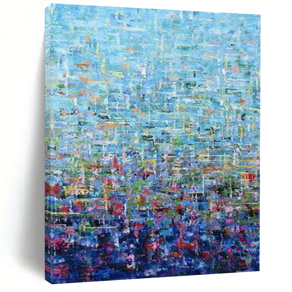 “Blue Abstract Pointillist - Style” - Abstract Painting On Canvas CT2349