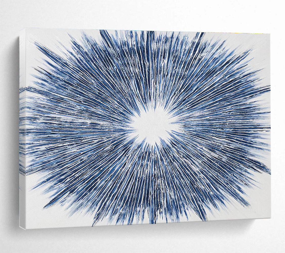 Radiating Blue Lines Star - like Painting On Canvas DKH212