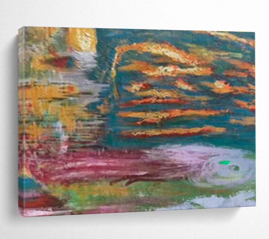 “Colorful Swirling Textures” Abstract Impasto Painting On Canvas DKH371
