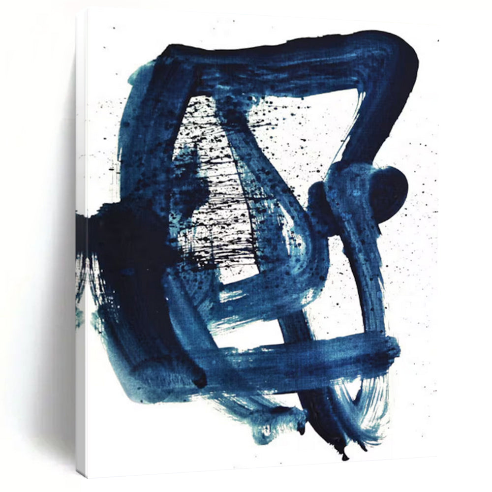 “Indigo Abstract Gestures” - Abstract Expressionist Painting On Canvas DTP161