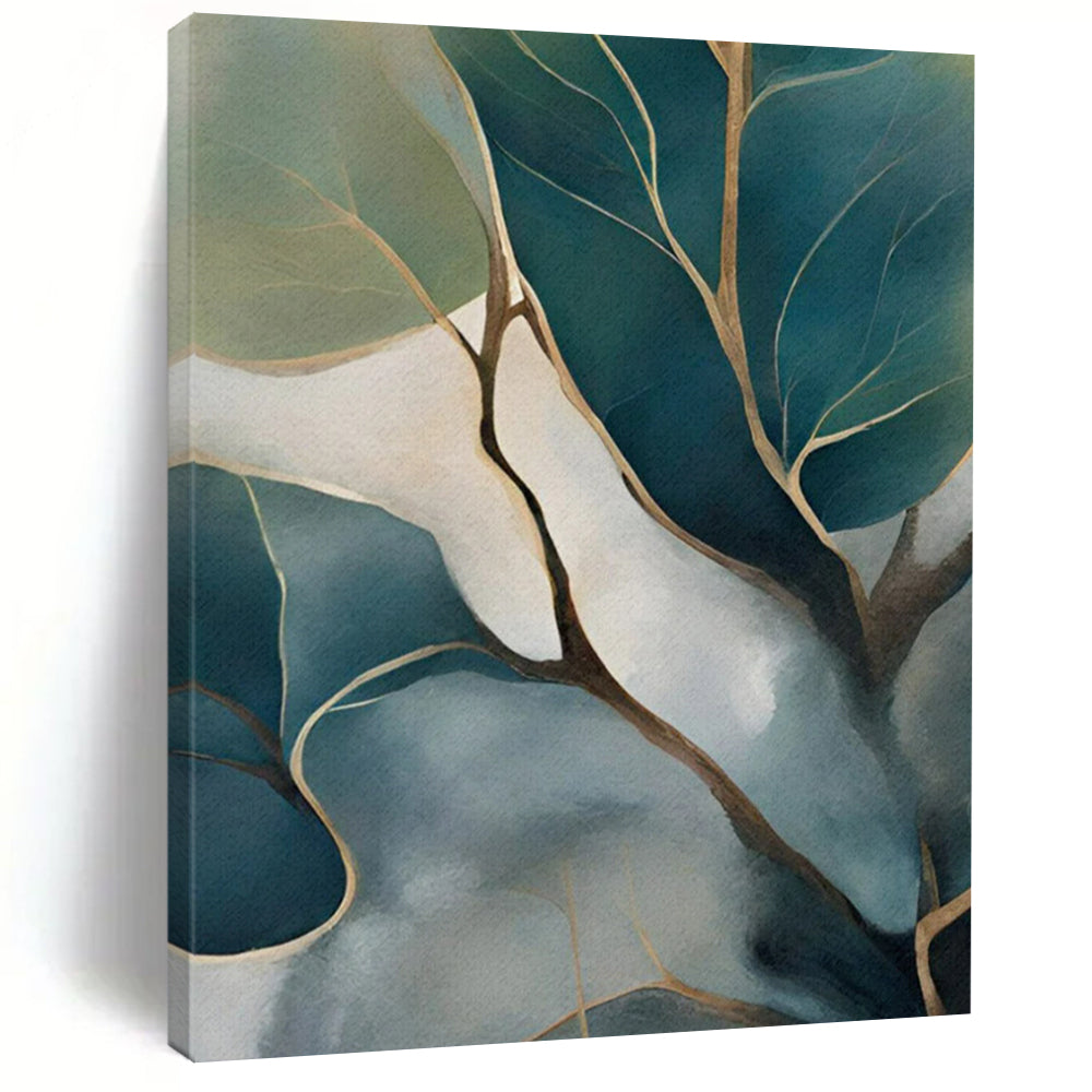 Teal & Green Foliage Abstract - Nature - Inspired Painting On Canvas CT2253