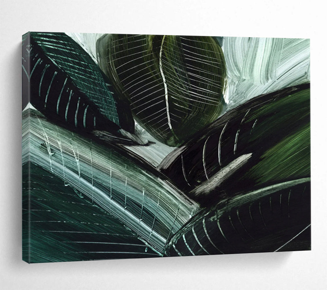 “Dark Green Leafy Abstract” Botanical Abstract Painting On Canvas DLZ144