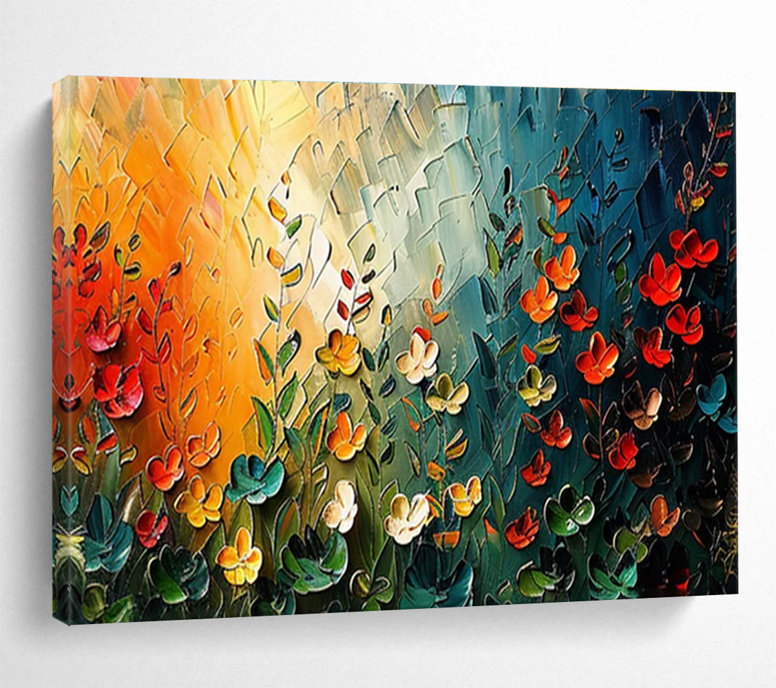 Colorful Floral Field Painting On Canvas DKH687