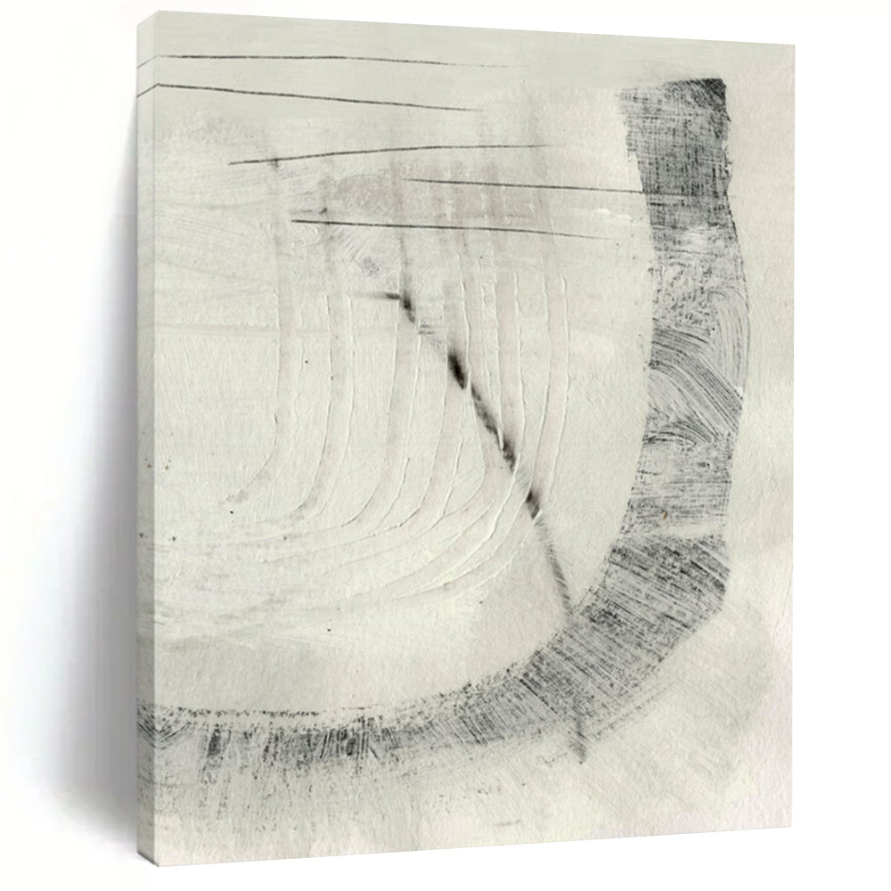 “Subtle Gray Abstract Etchings” - Gray, White Abstract Painting On Canvas DTP214