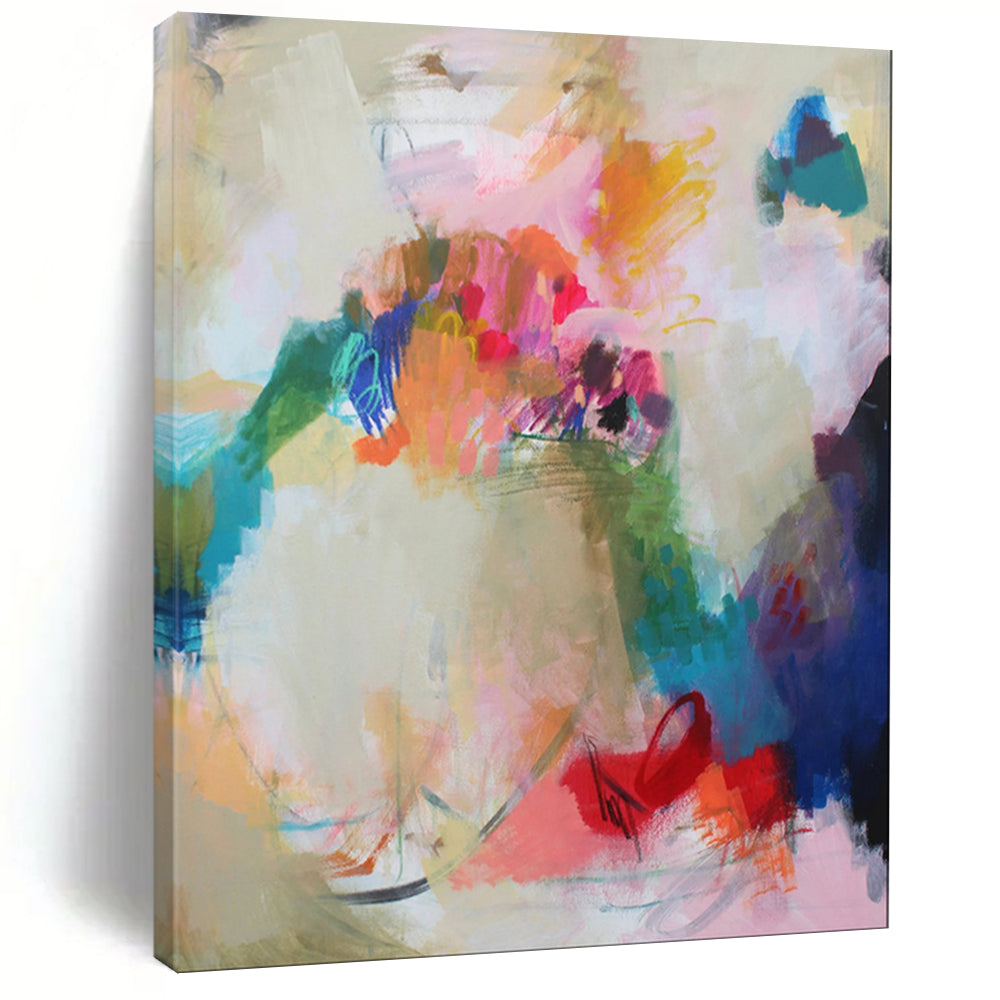 Colorful Blooms, Abstract Vase - "Vibrant Bouquet" - Abstract Expressionist Painting CT1856