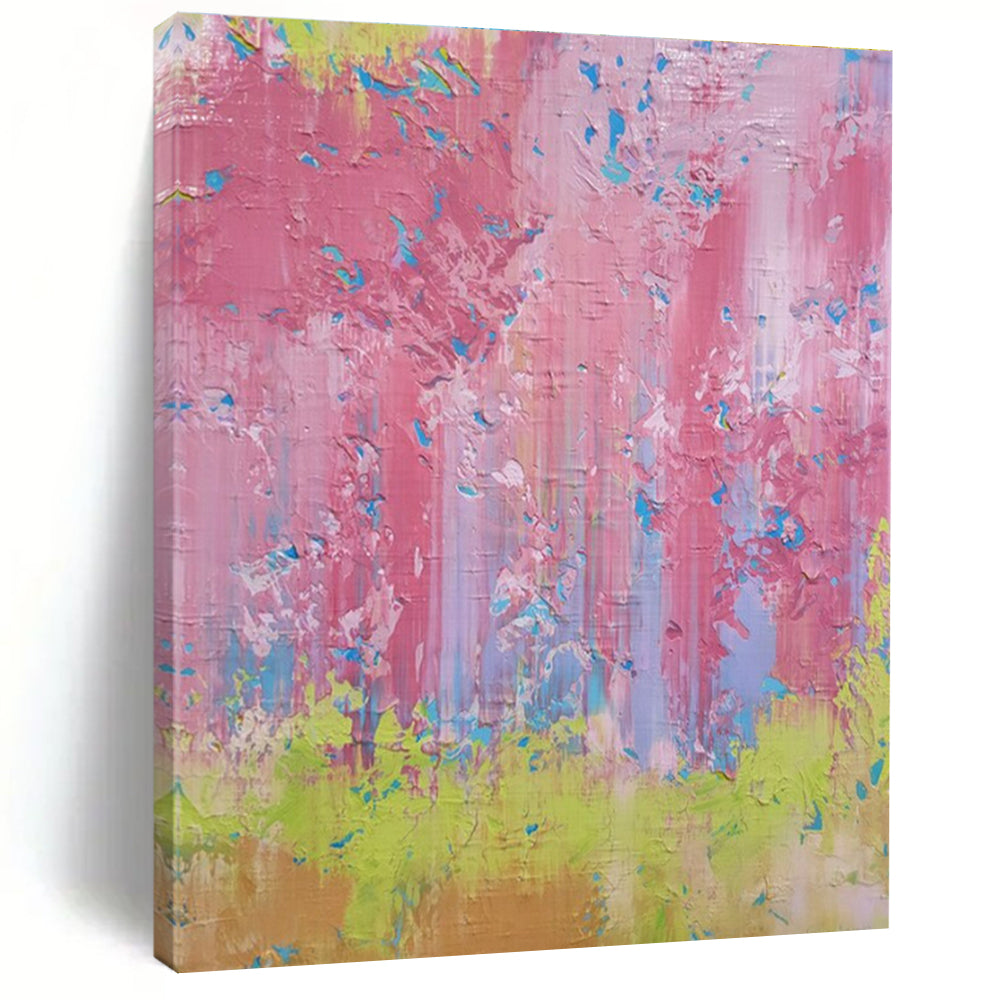 Pink - Green Color Splash - Abstract Color - field Acrylic Painting CT1402