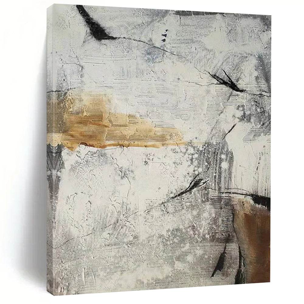 “Gray, White, Brown Textured Abstract ‘Urban Relic’” - Impasto Cityscape - Inspired Painting On Canvas DTP338