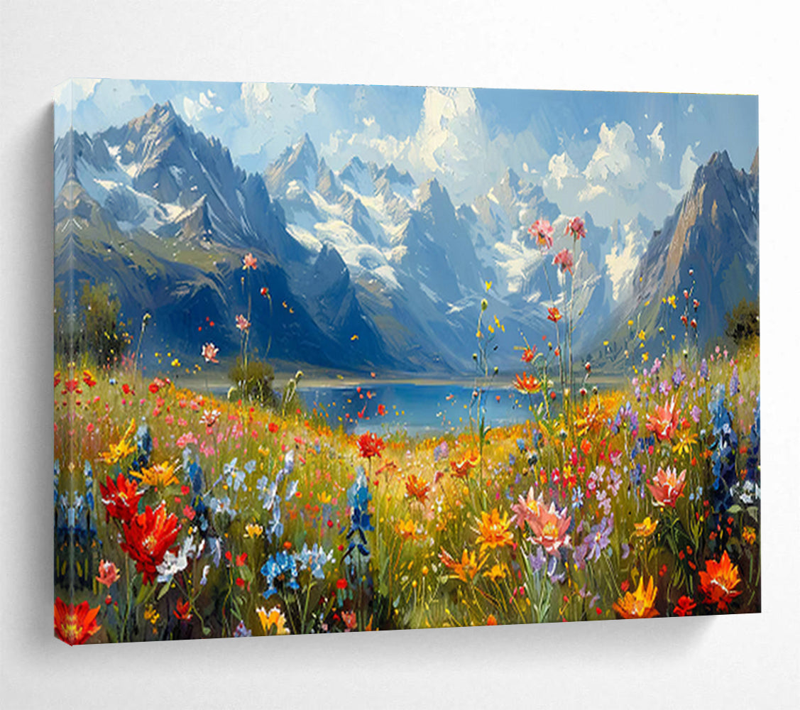 “Mountain Meadow”:Vibrant Impasto Nature Painting On Canvas DKH256