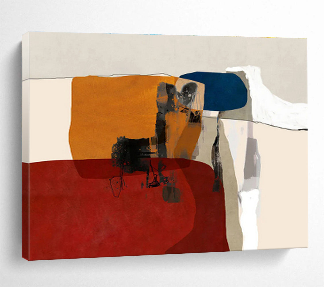 “Color Block Abstraction: Warm Tones” Abstract Modern Painting On Canvas DKH357