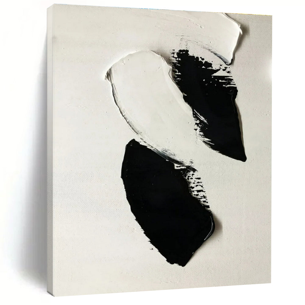 Bold Black - White Strokes, "Dramatic Contrast" - Abstract Acrylic Painting CT0710