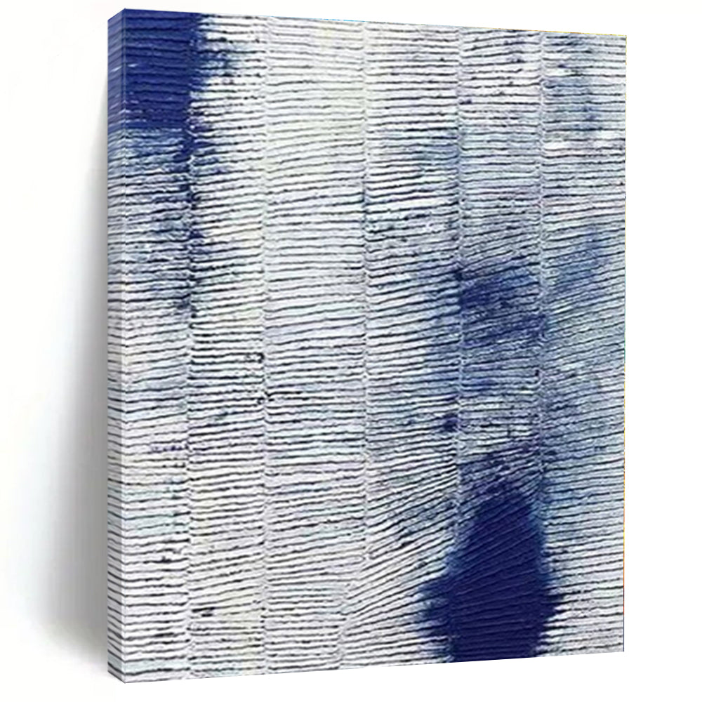 Blue - white Textured Pattern - Minimalist Textured Acrylic Painting CT1359