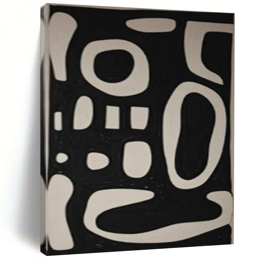 “Playful Black - White Shapes” – Abstract Expressionist Painting CT1075