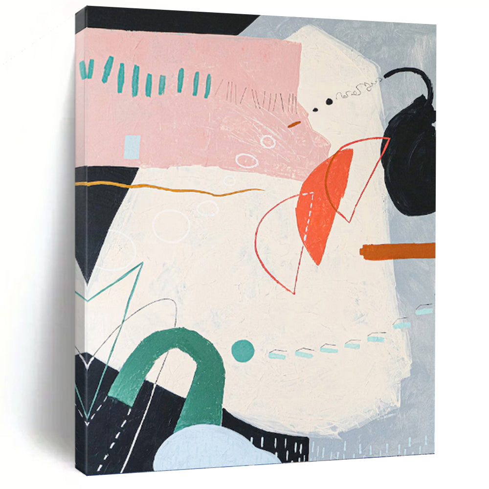 “Pastel - Toned Abstract Forms” - Whimsical Abstract Painting On Canvas DKH1093