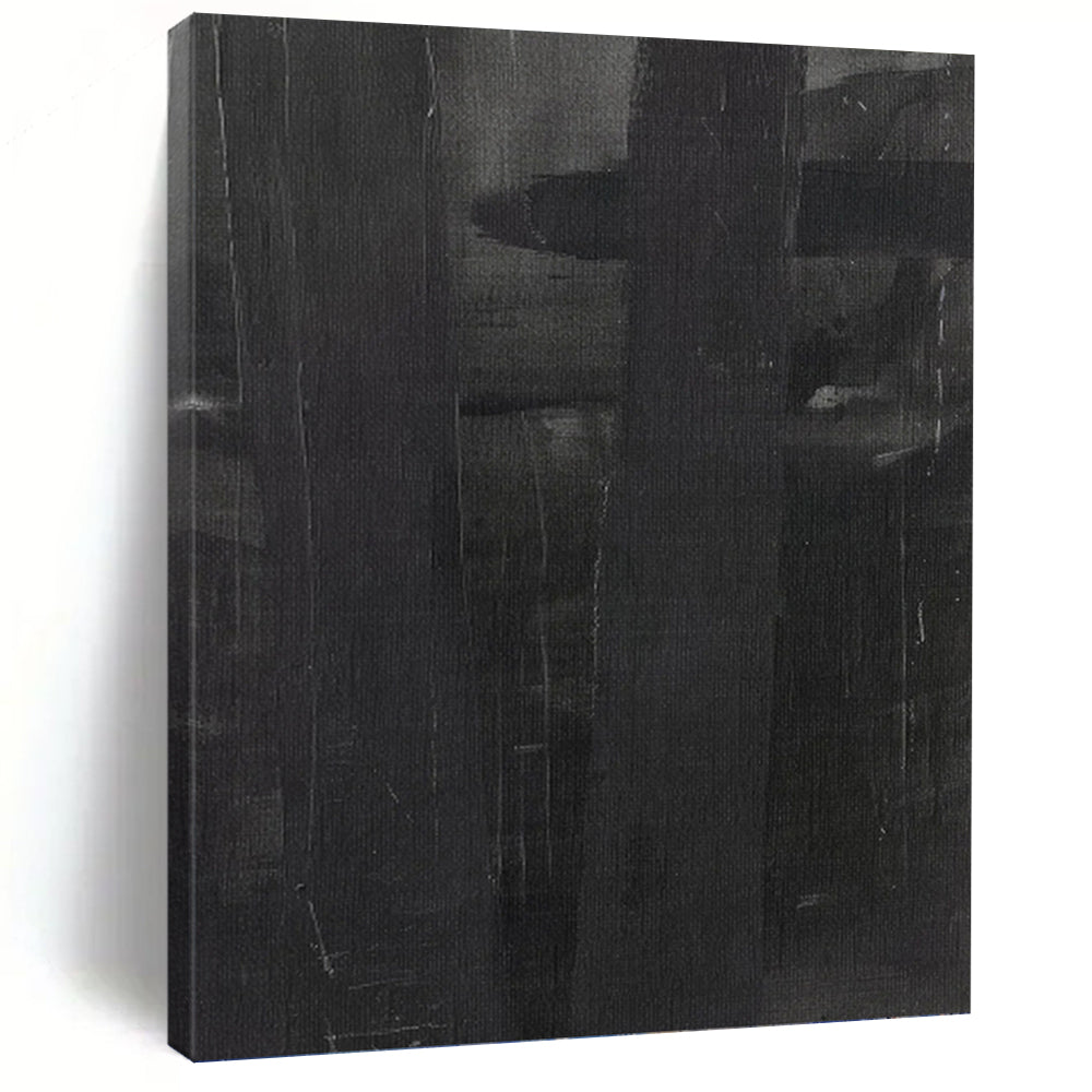 Dark Gray Subtle Layers - Shadowy Depths Painting On Canvas DKH1155
