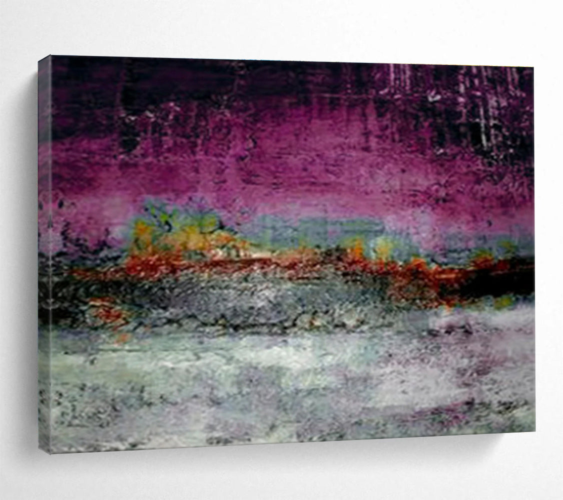 “Purple - Hued Textured Abstract” Abstract Impasto Painting On Canvas DKH391