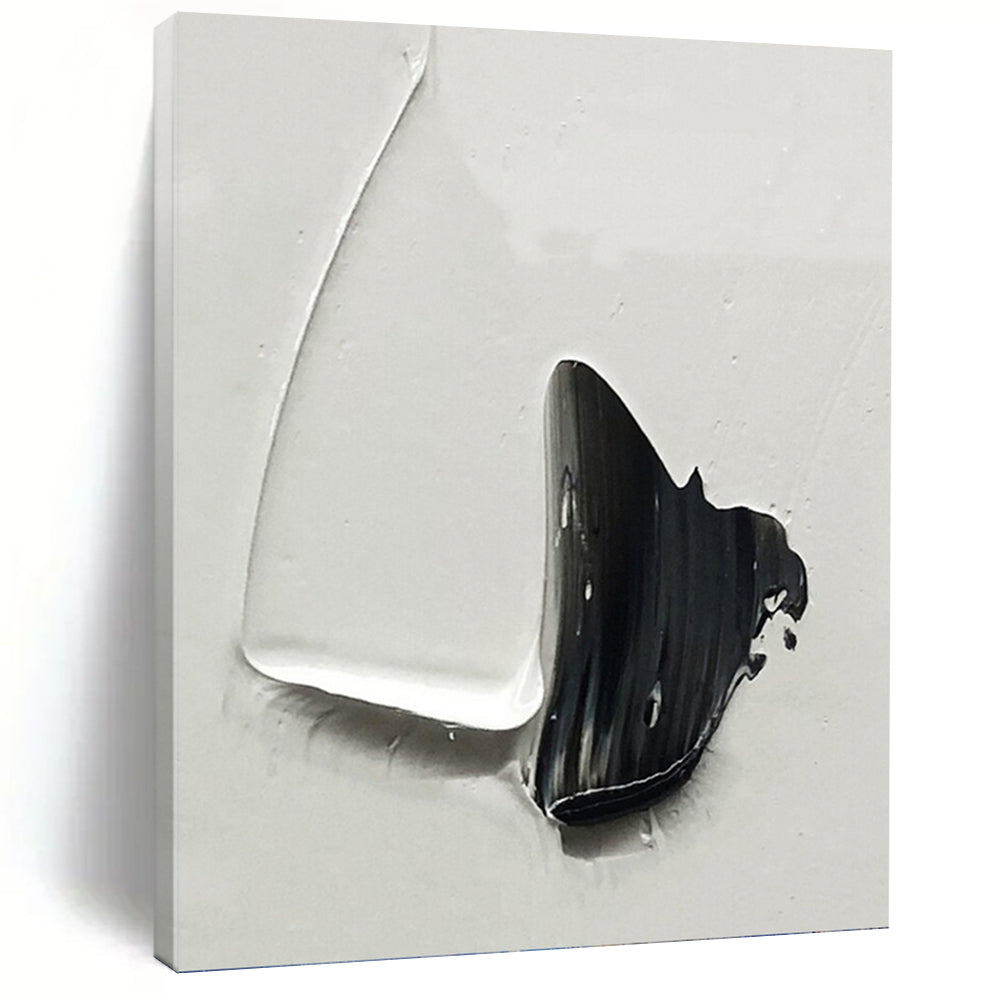 “Dramatic Black - White Contrast” - Minimalist Textured Painting On Canvas DKH1671
