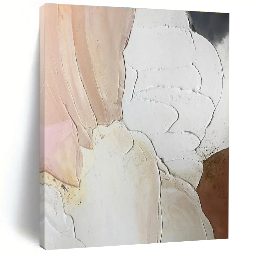 Soft Pinks, Whites & Browns, Textured Layers - "Blush Blossoms" - Textured Acrylic Painting CT1437