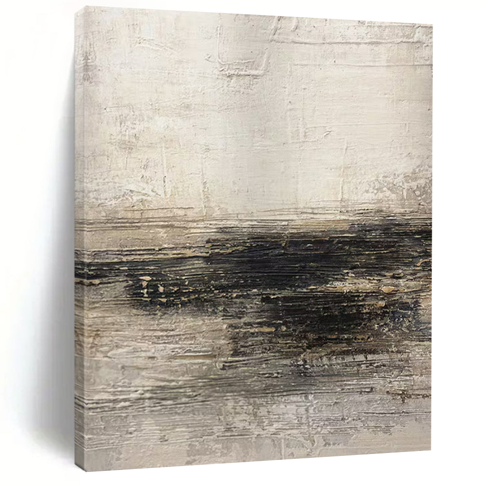 “Light Gray - Black Textured Horizons” – Abstract Textured Art CT0986